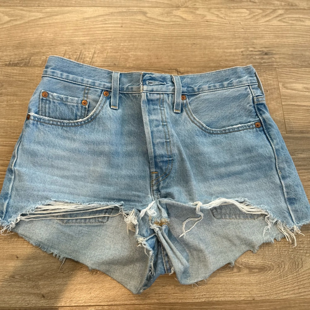 Levi's Light Blue Distressed Jean Shorts